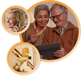 A man and a lady ordering a stairlift